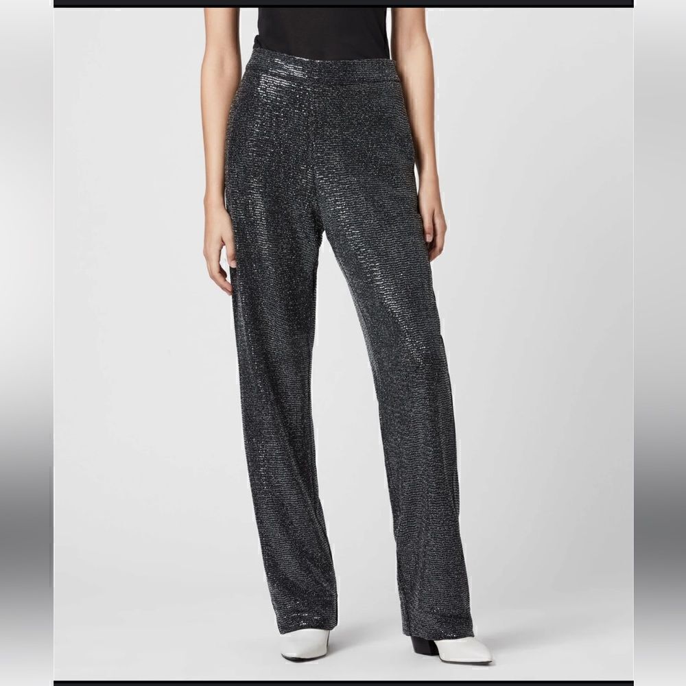 All Saints Glitter Leanna Trousers Gunmetal Grey Size 2